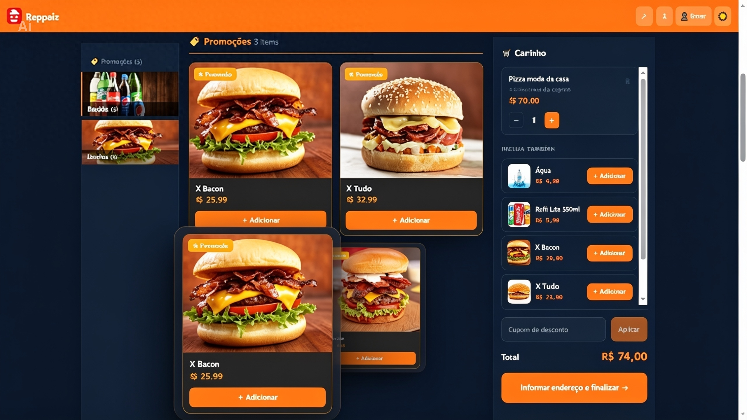 Cardápio e Produtos